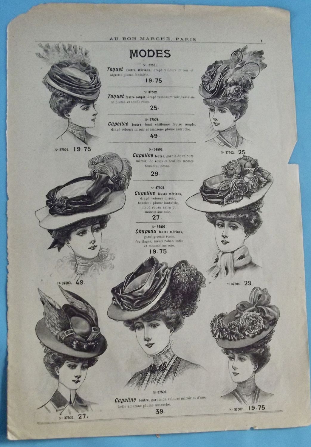 Hutmode für Damen 1905