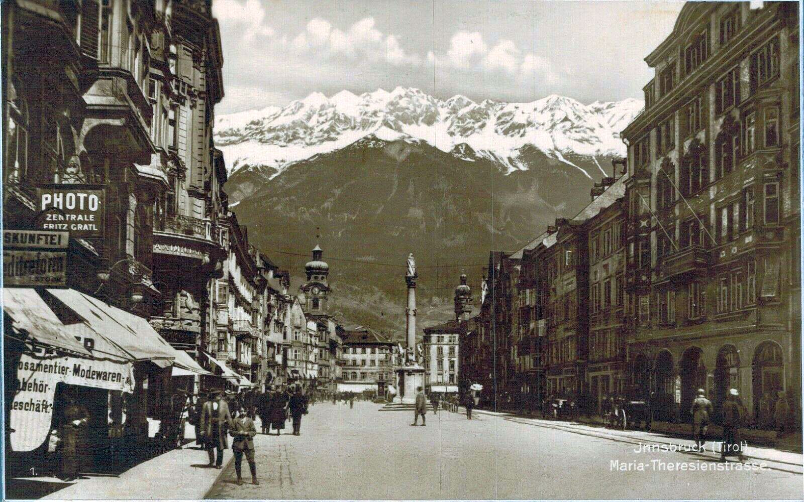 Innsbruck 1925 Maria-Theresien-Straße mit Werbeschild von Foto-Gratl Fritz