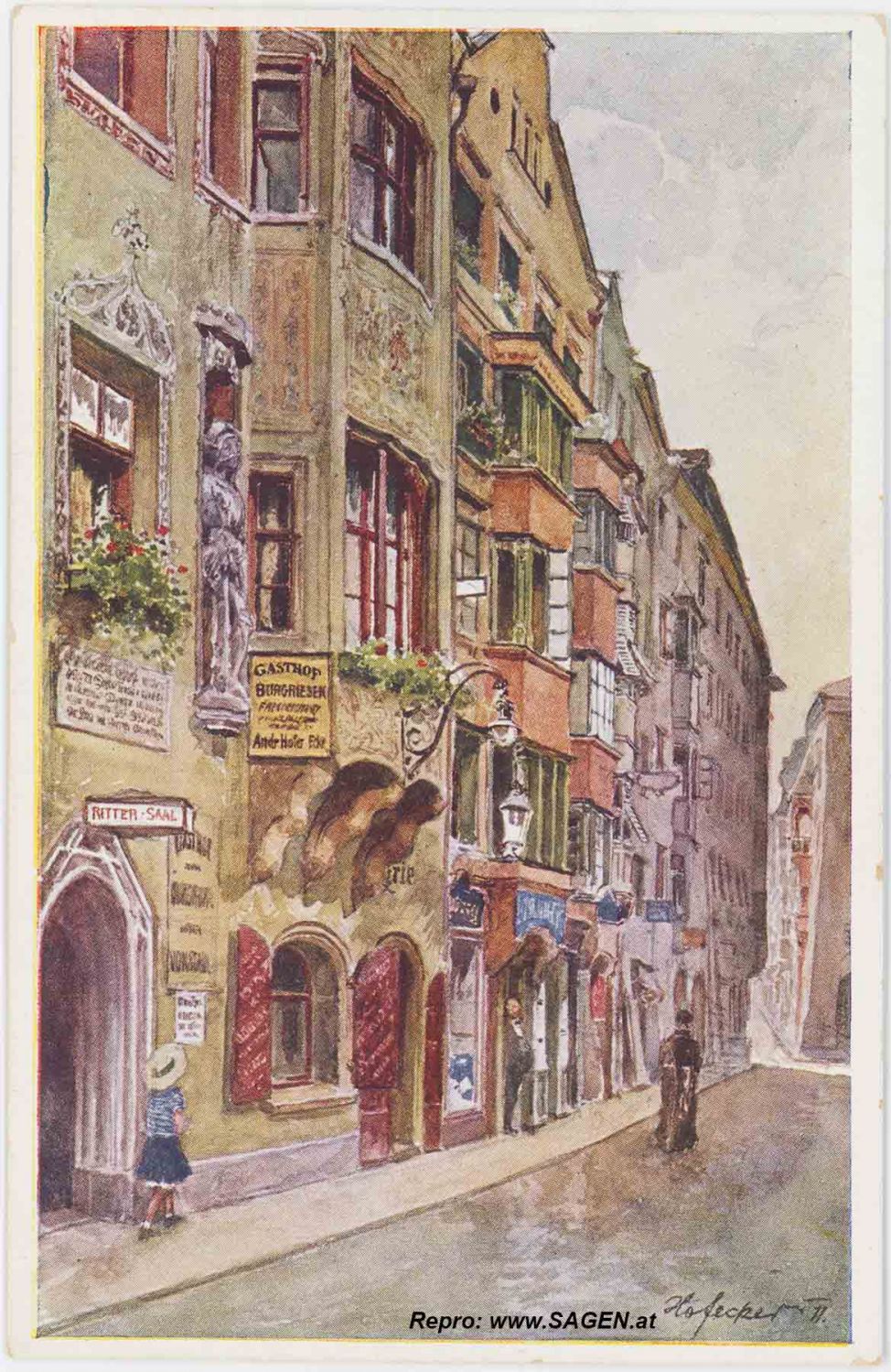 Innsbruck - Hofgasse, Künstler Postkarte