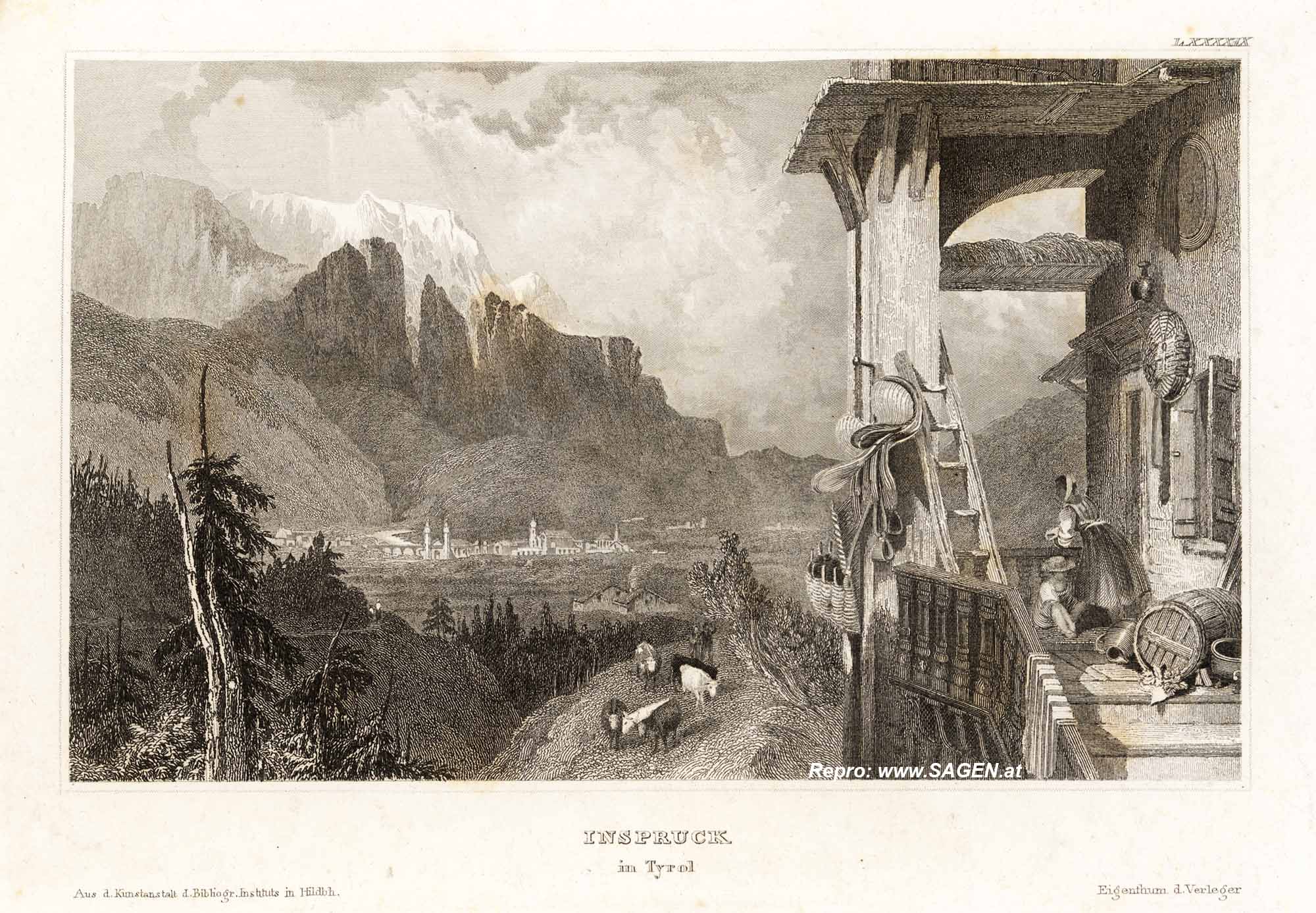 Innsbruck in Tyrol, Stahlstich 1810