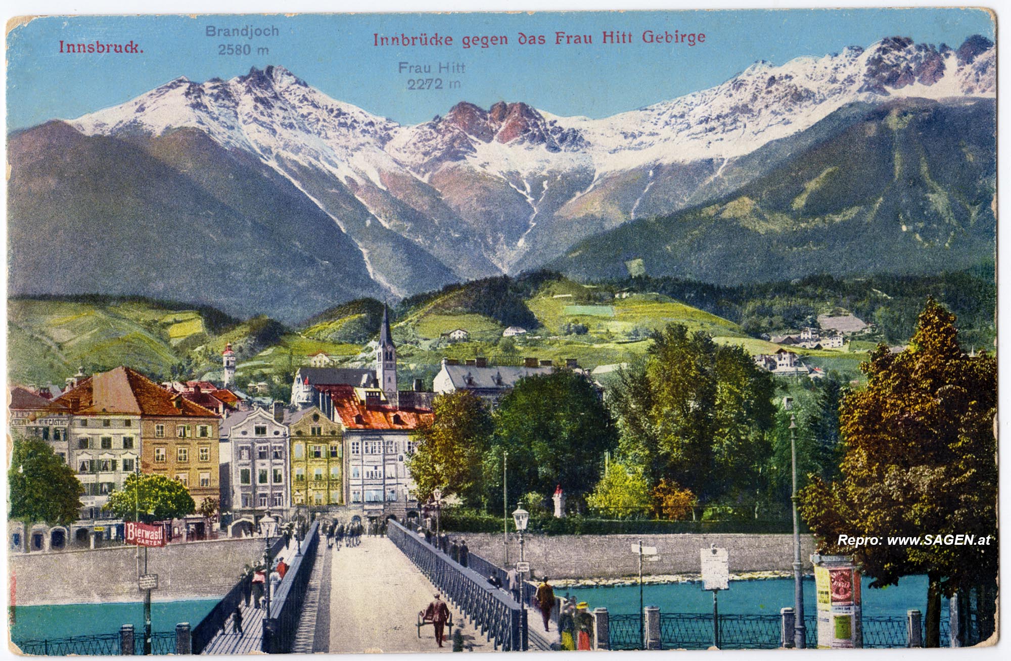 Innsbruck, Innbrücke gegen das Frau Hitt Gebirge