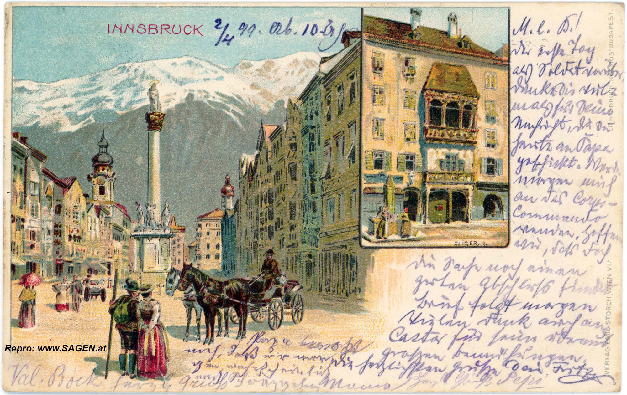 Innsbruck Künstlerkarte 1899
