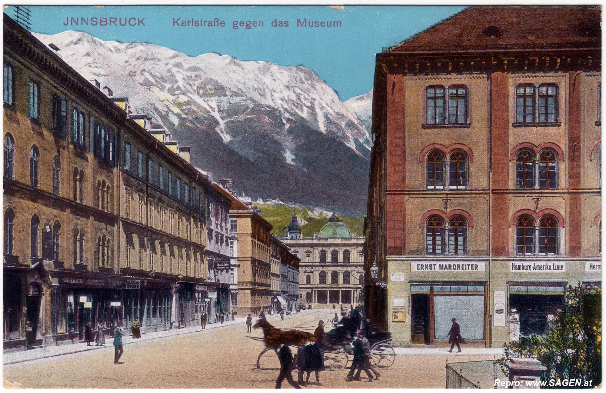 Innsbruck, Karlstraße gegen das Museum