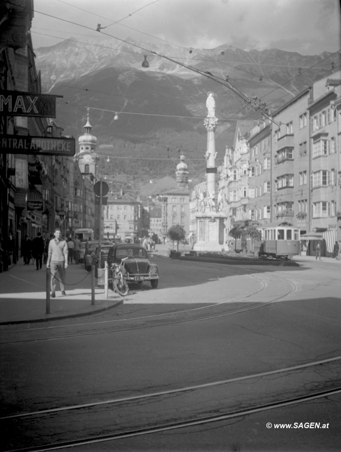 Innsbruck, Maria-Theresien-Straße, Straßenbahn 1960