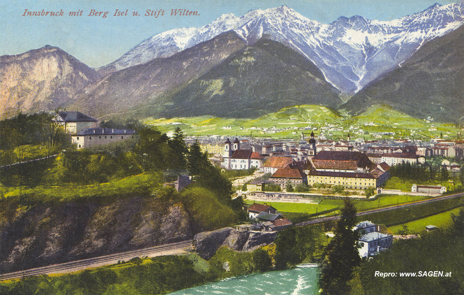 Innsbruck mit Berg Isel und Stift Wilten
