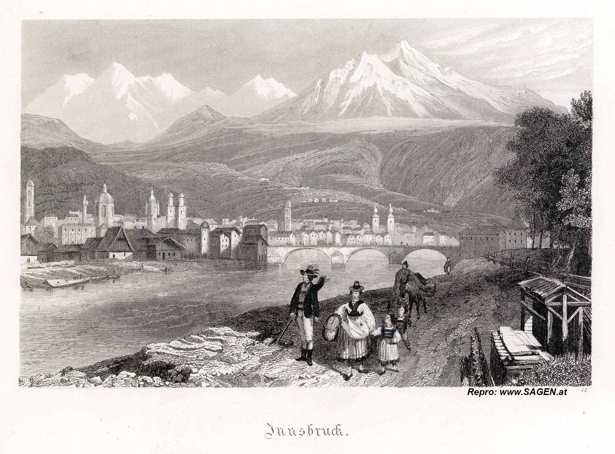 Innsbruck Stahlstich um1870
