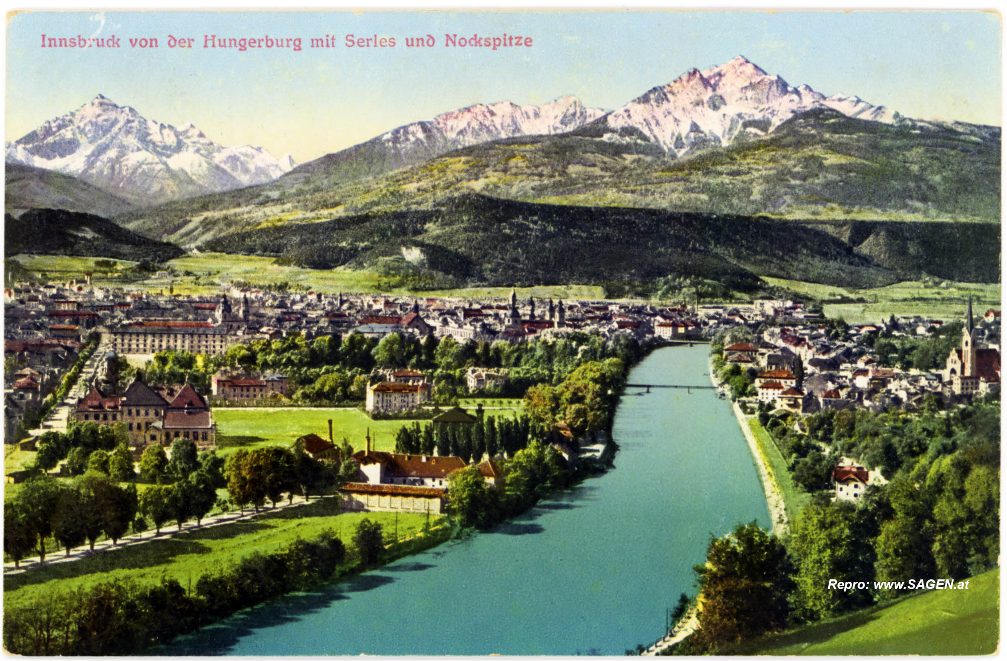 Innsbruck von der Hungerburg mit Serles und Nockspitze