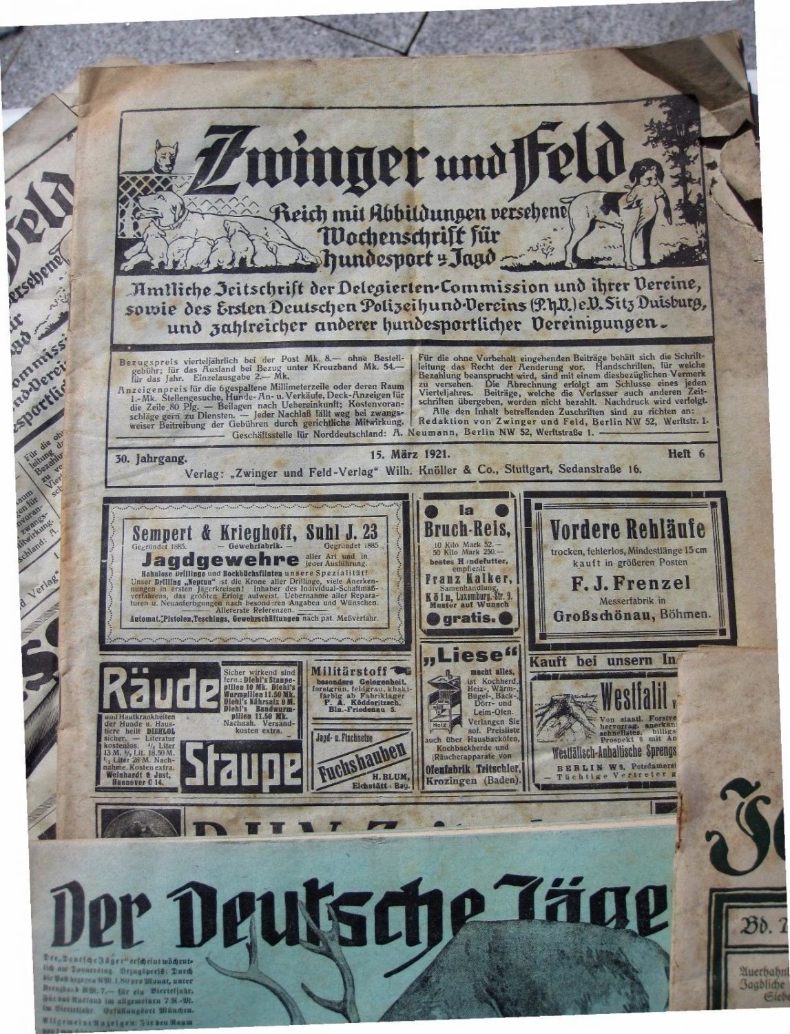 Jägerzeitung alt mit Werbeinseraten
