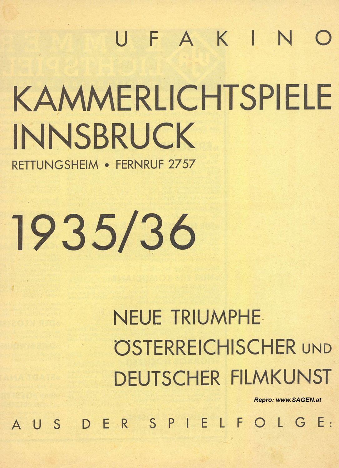 Kammerlichtspiele Innsbruck 1935/36