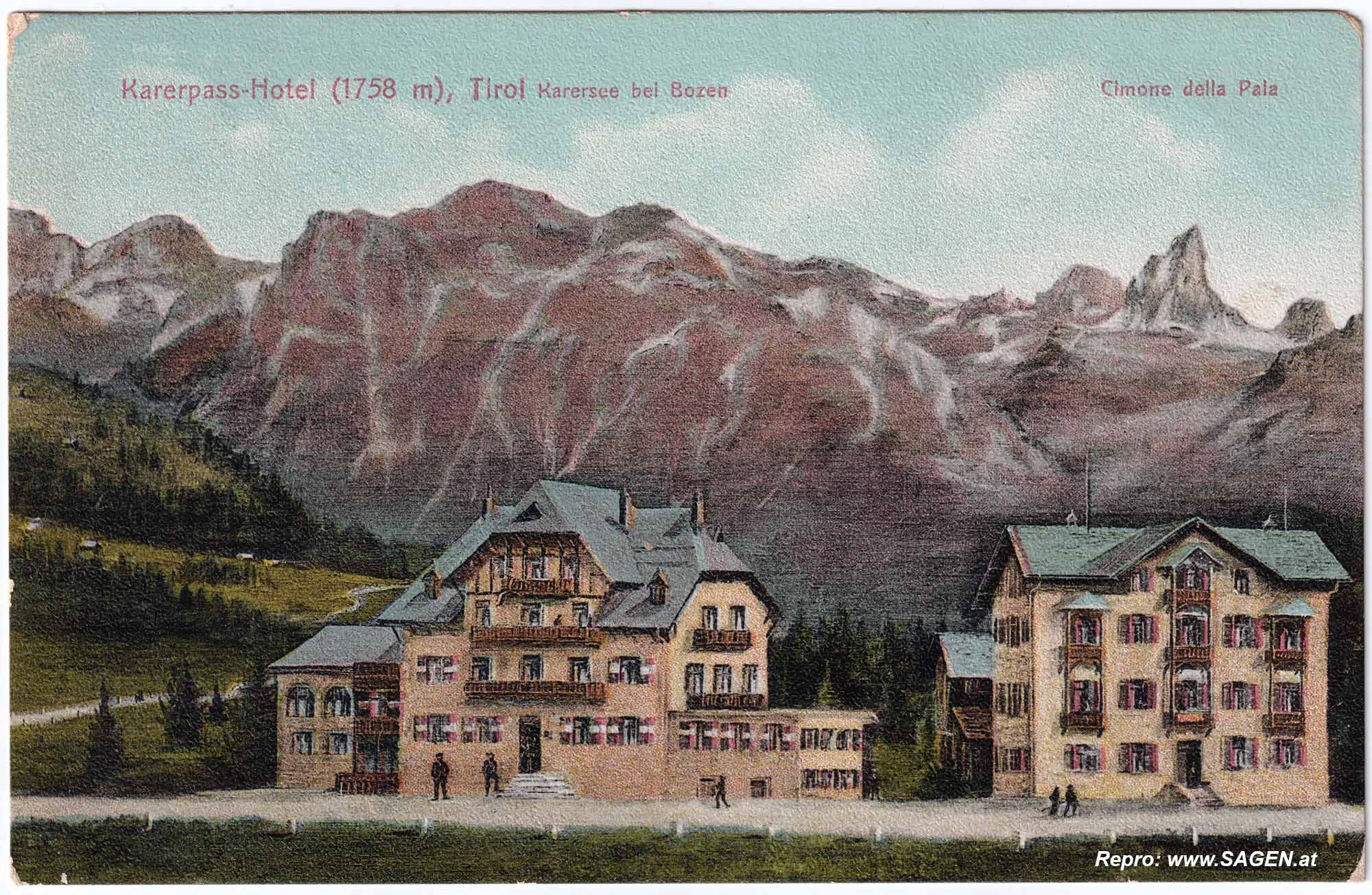 Karerpass Hotel, Künstlerkarte um 1914
