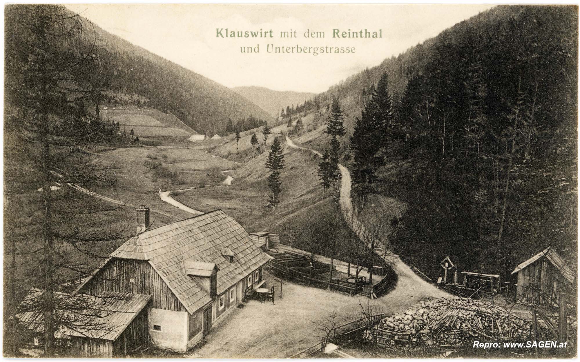 Klauswirt mit dem Reinthal und Unterbergstrasse, Rohr im Gebirge