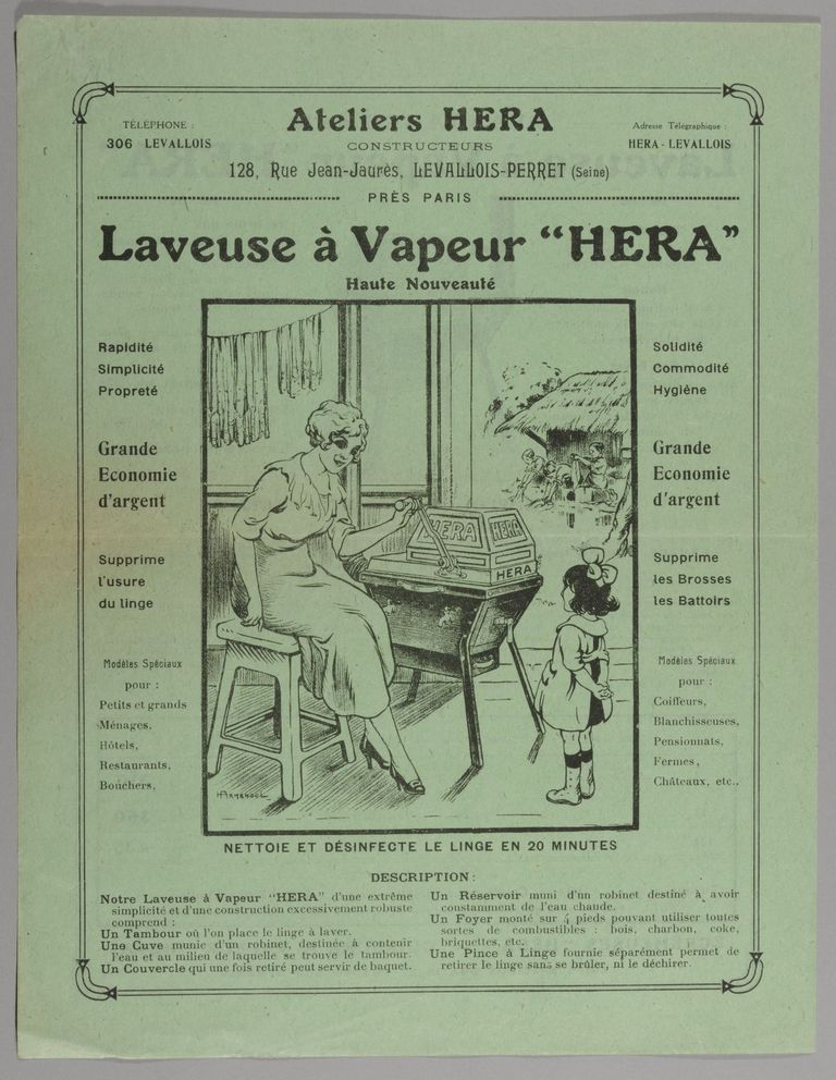 Laveuse a vapeur "Hera" Werbeinserat um 1920