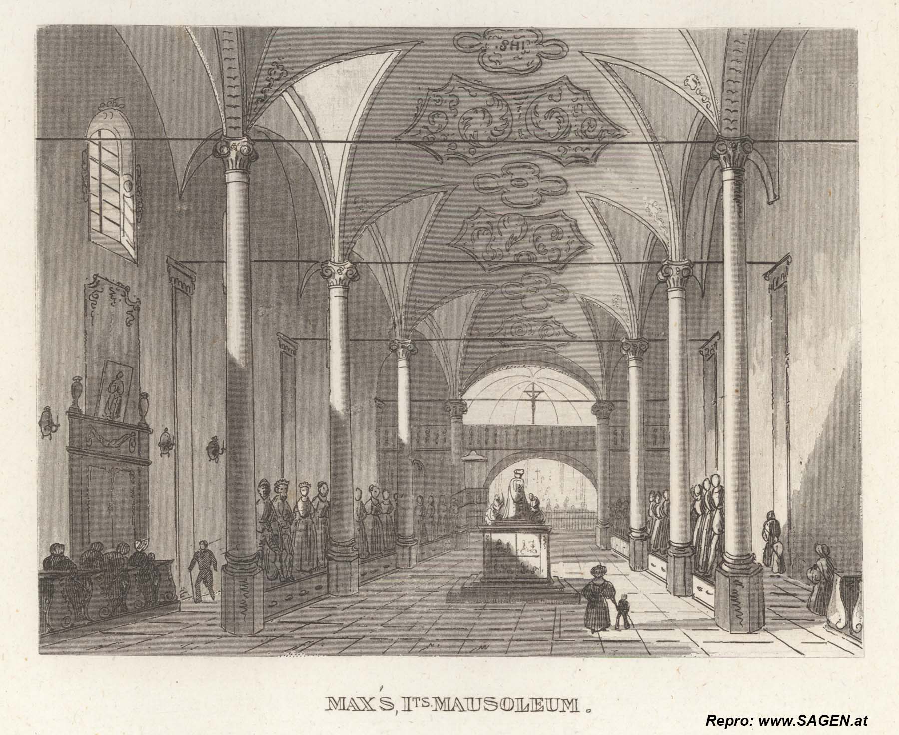Max's, I ts Mausoleum (Grabmal Kaiser Maximilians I. Innsbruck), Stahlstich 1810
