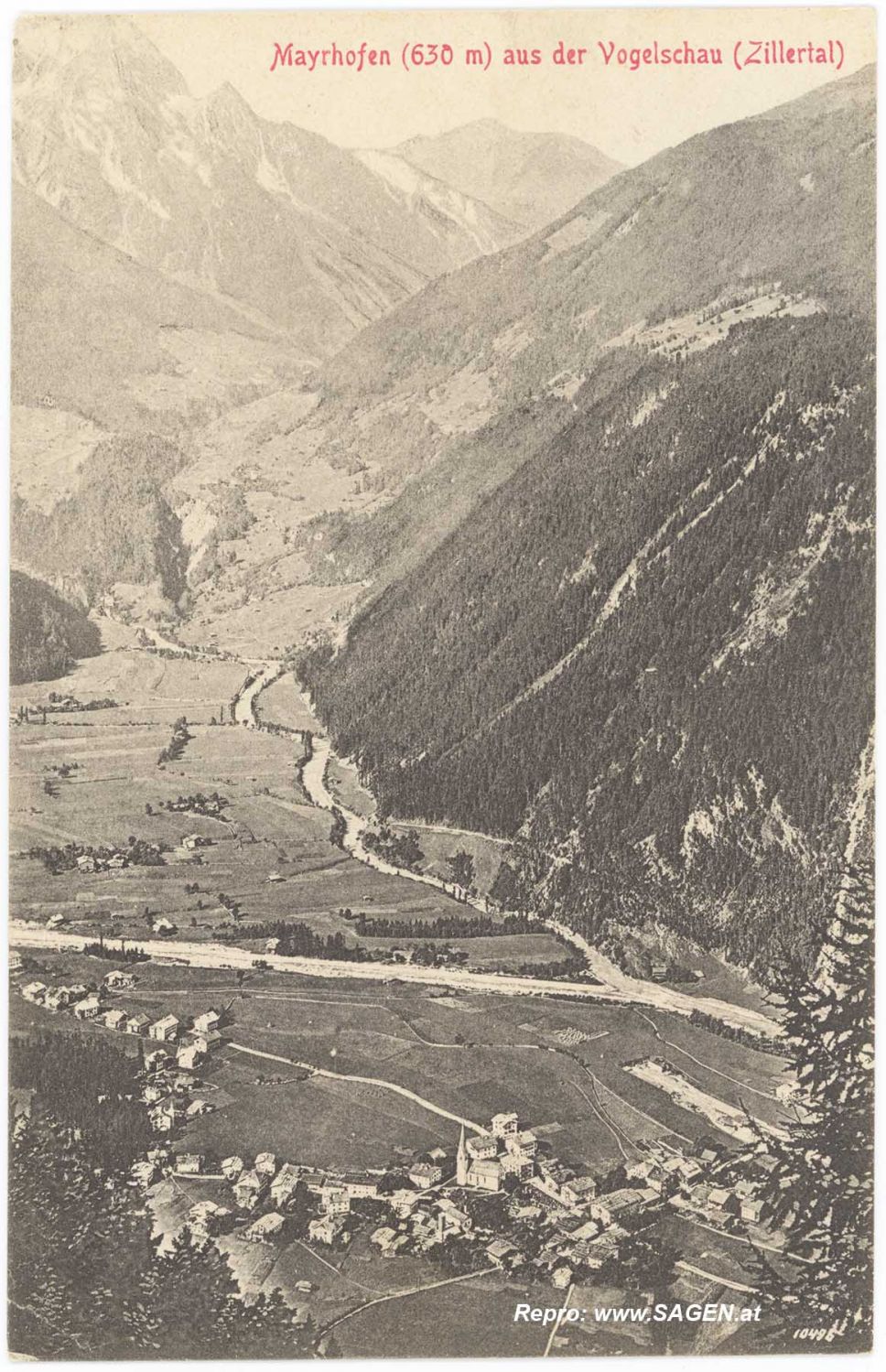 Mayrhofen im Zillertal aus der Vogelschau 1912