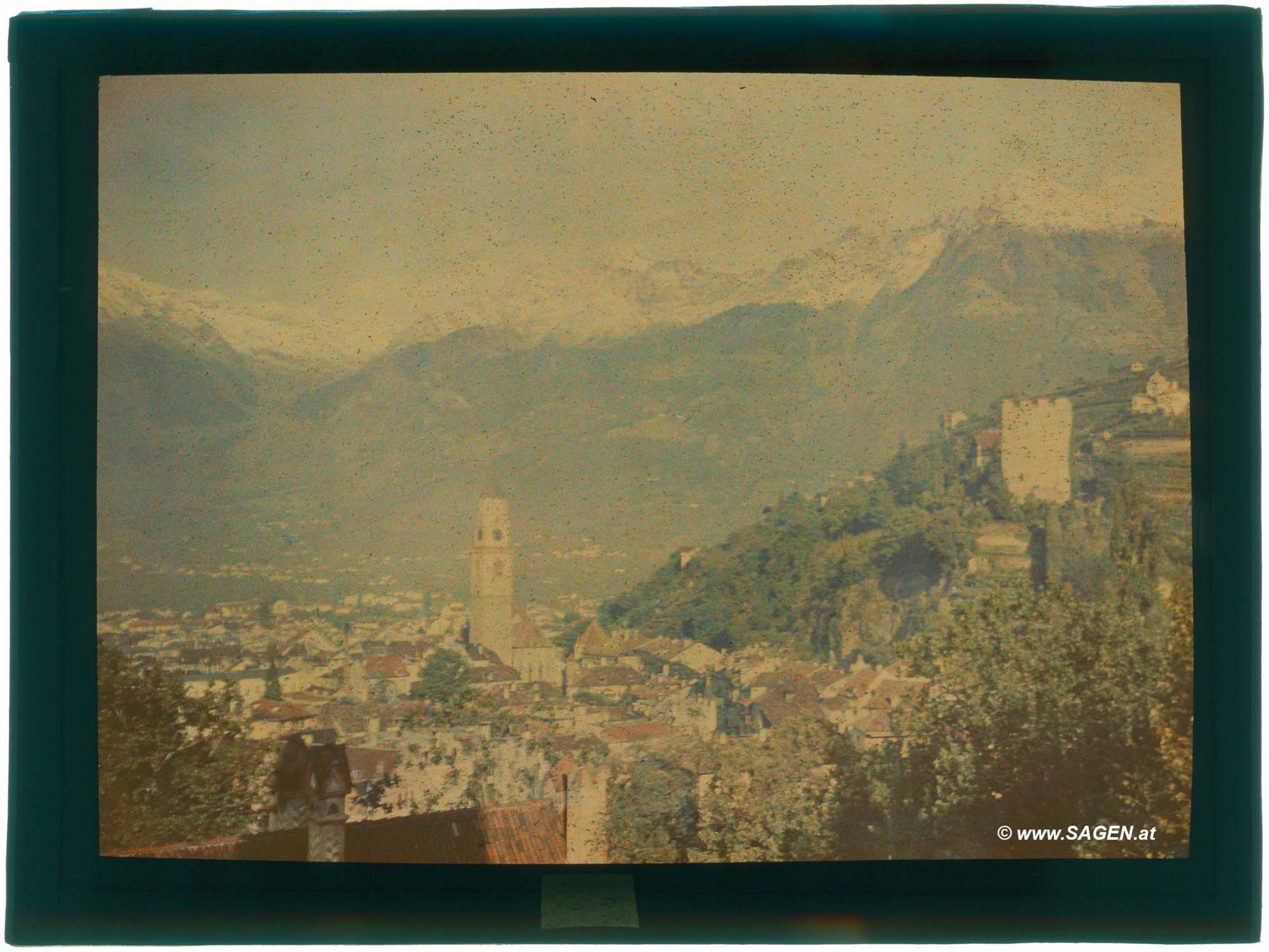 Meran, sehr frühe Farbaufnahme um 1908