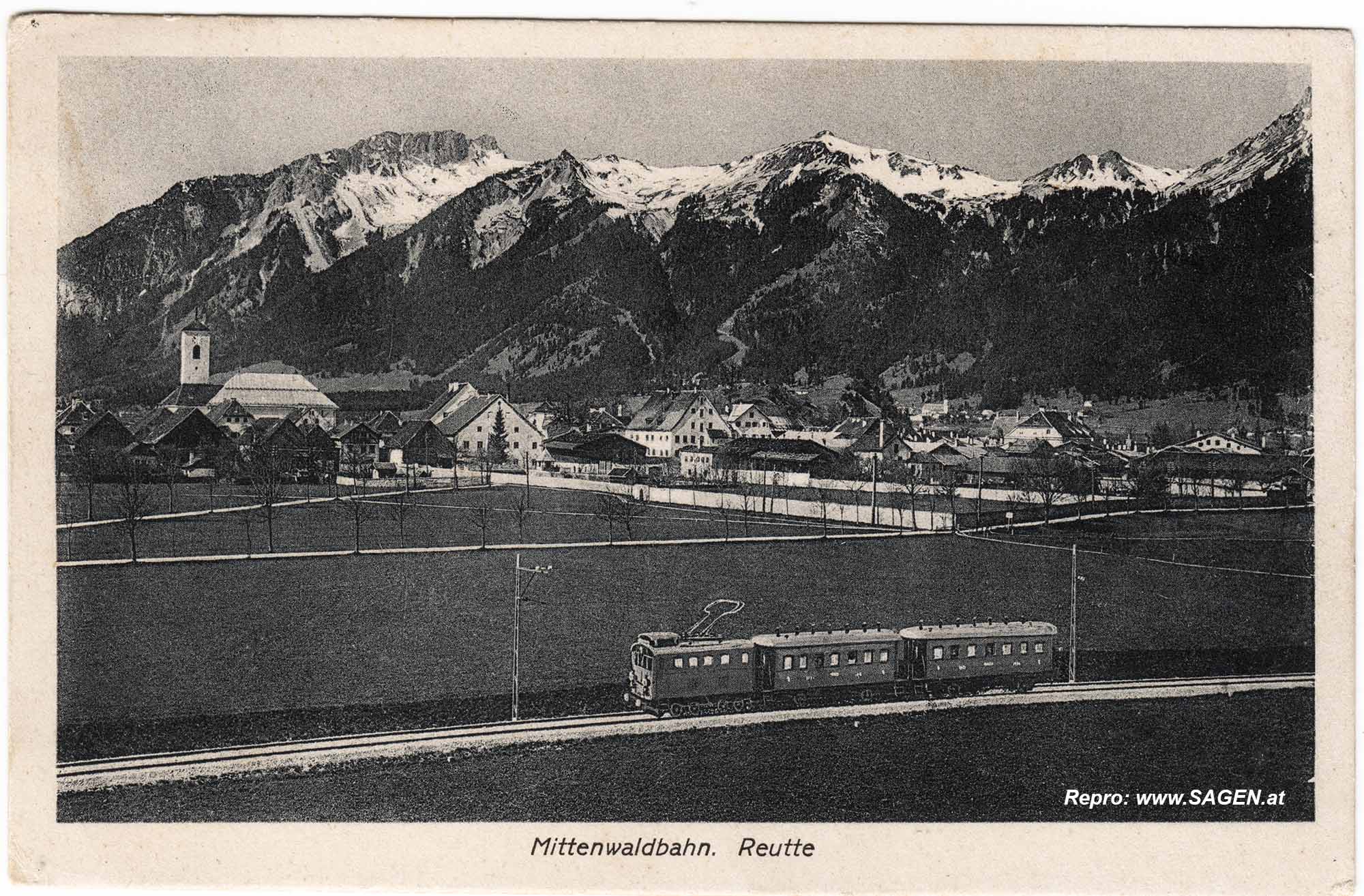 Mittenwaldbahn. Reutte um 1914