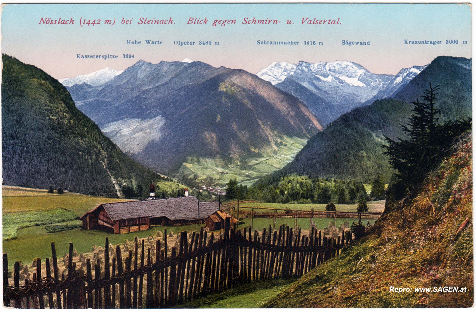 Nößlach, Gries am Brenner. Blick gegen Schmirn- u. Valsertal