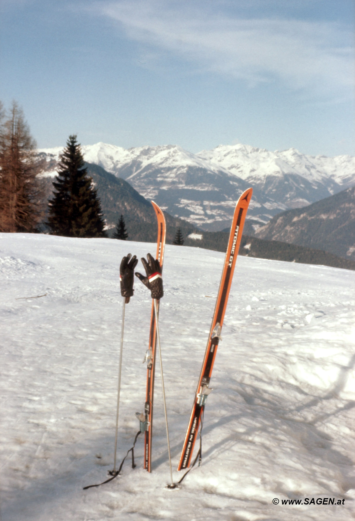Pause beim Skifahren in den 1970er Jahren