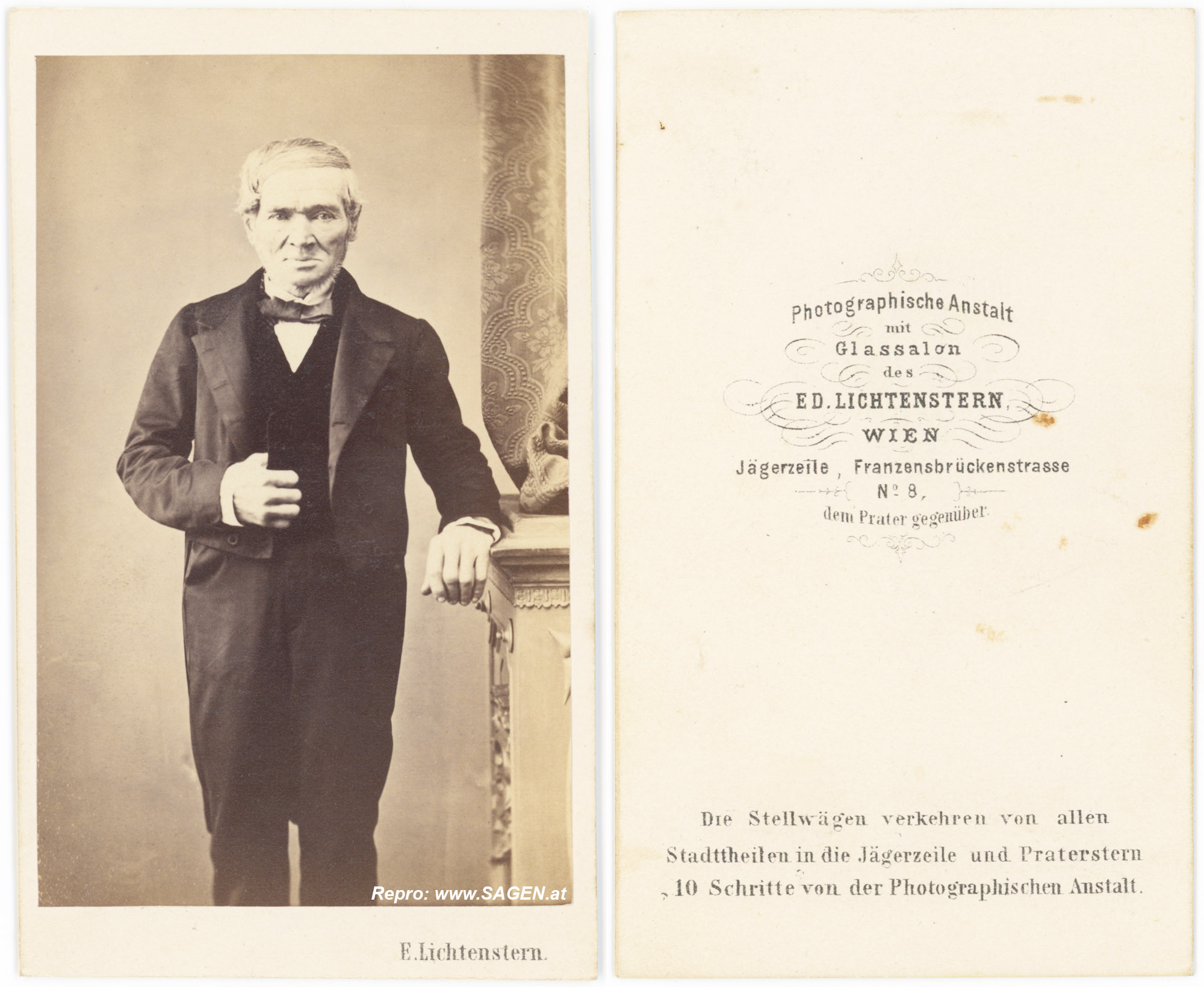 Photographische Anstalt mit Glassalon Ed. Lichtenstern, Wien um 1863