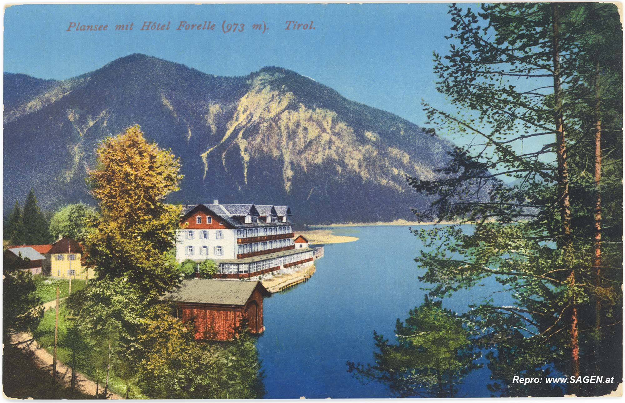 Plansee mit Hotel Forelle um 1910