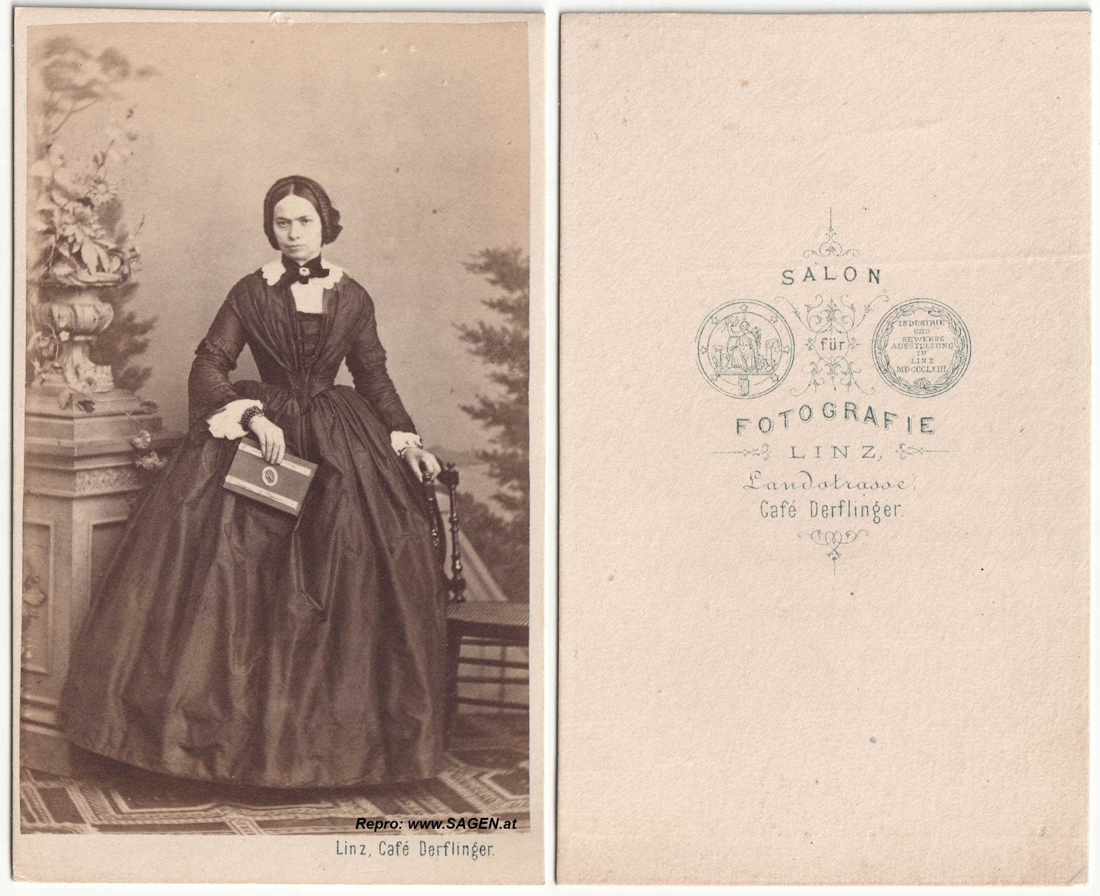 Porträt einer Dame, Salon für Fotografie, Café Derflinger, Linz um 1863