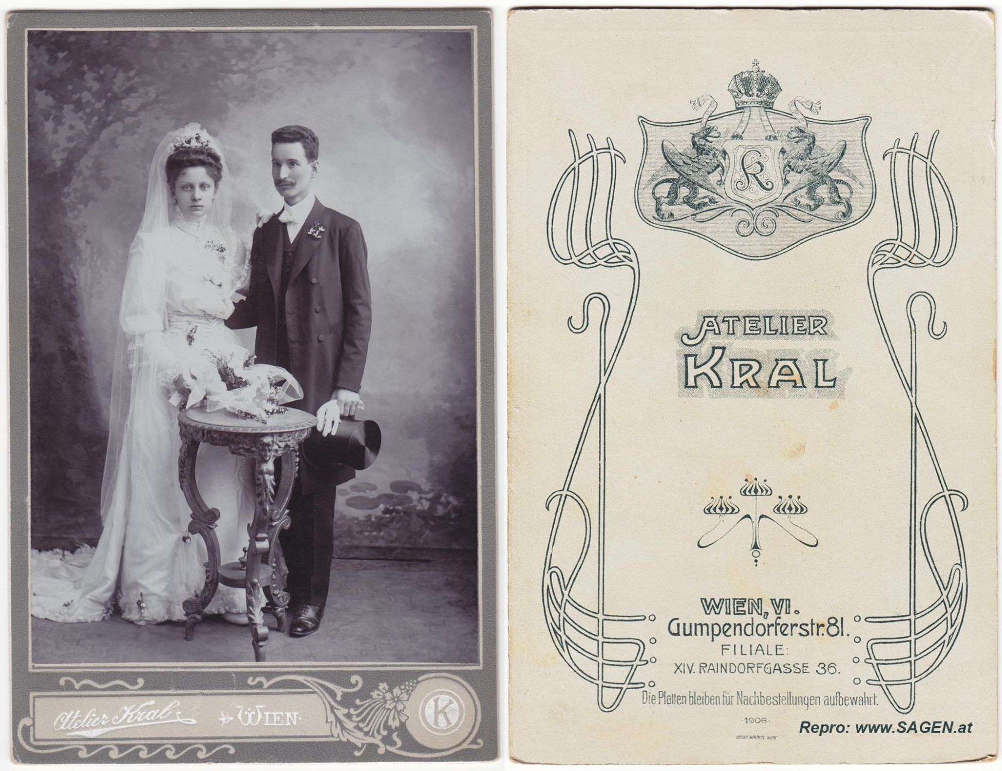 Porträt eines Ehepaares, Atelier Kral, Wien 1906