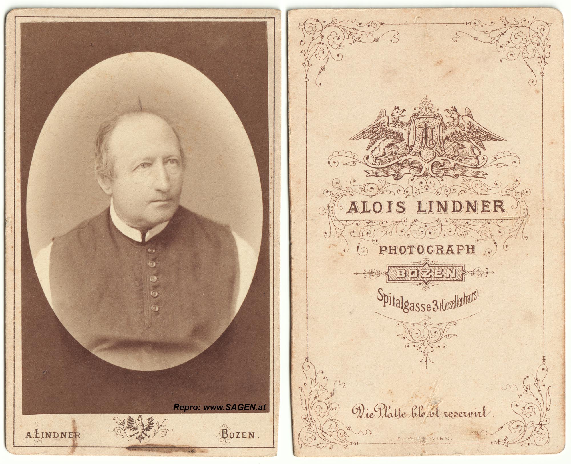 Porträt eines Geistlichen um 1890, Alois Lindner Bozen