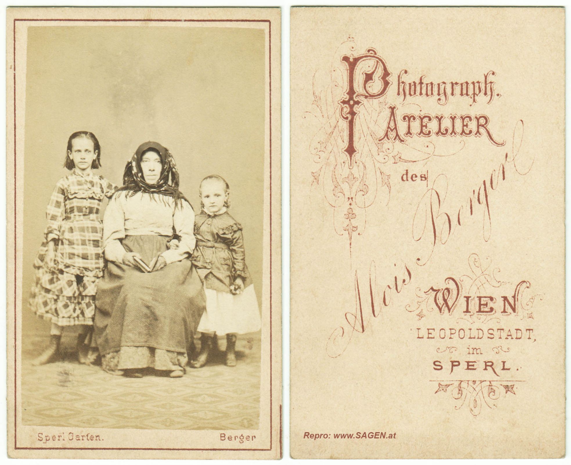 Porträt Mutter mit Kindern im Sperlgarten, Atelier Alois Berger, Wien
