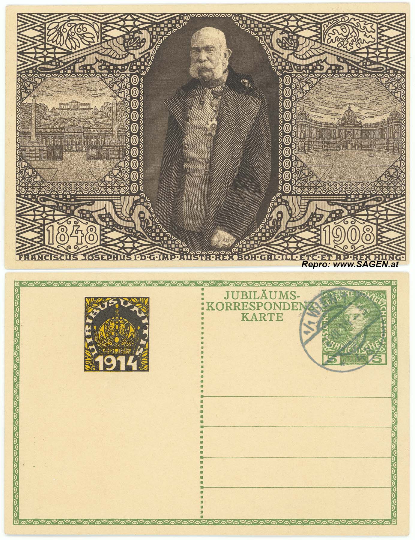 Postkarte 60. Regierungsjubiläum Kaiser Franz Joseph I.
