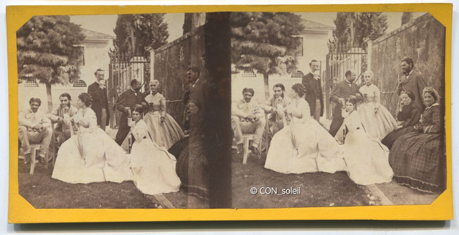 private stereoaufnahme im garten etwa 1863