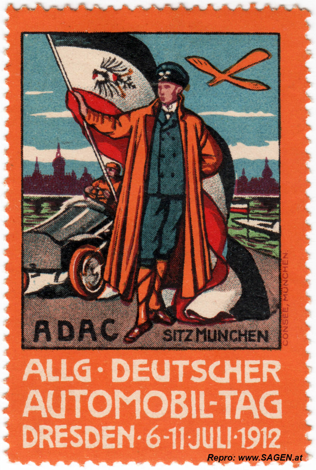 Reklamemarke ADAC Automobiltag Dresden 1912