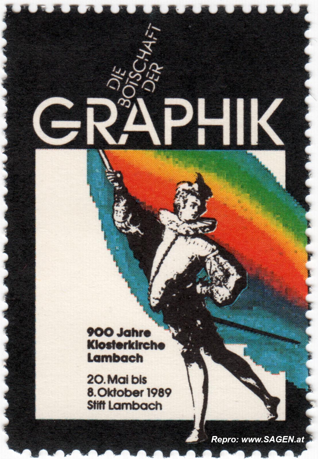 Reklamemarke Botschaft der Graphik, Stift Lambach 1989