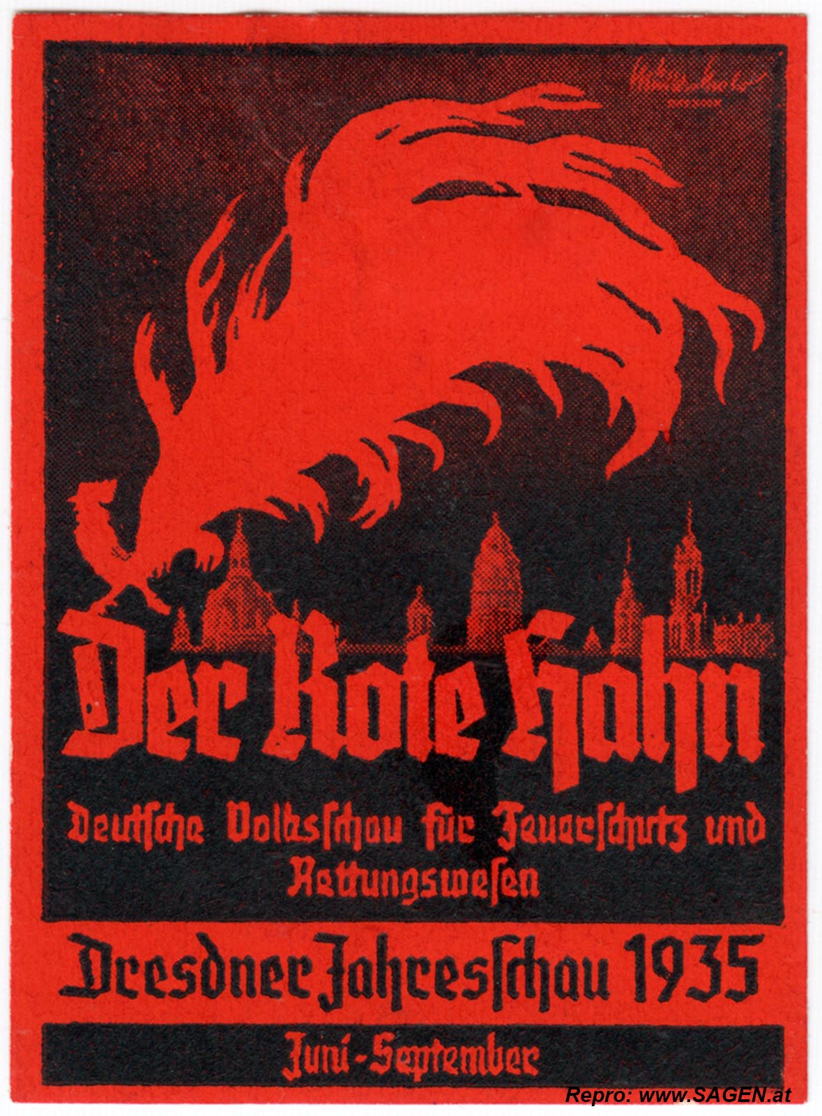 Reklamemarke Der Rote Hahn 1935