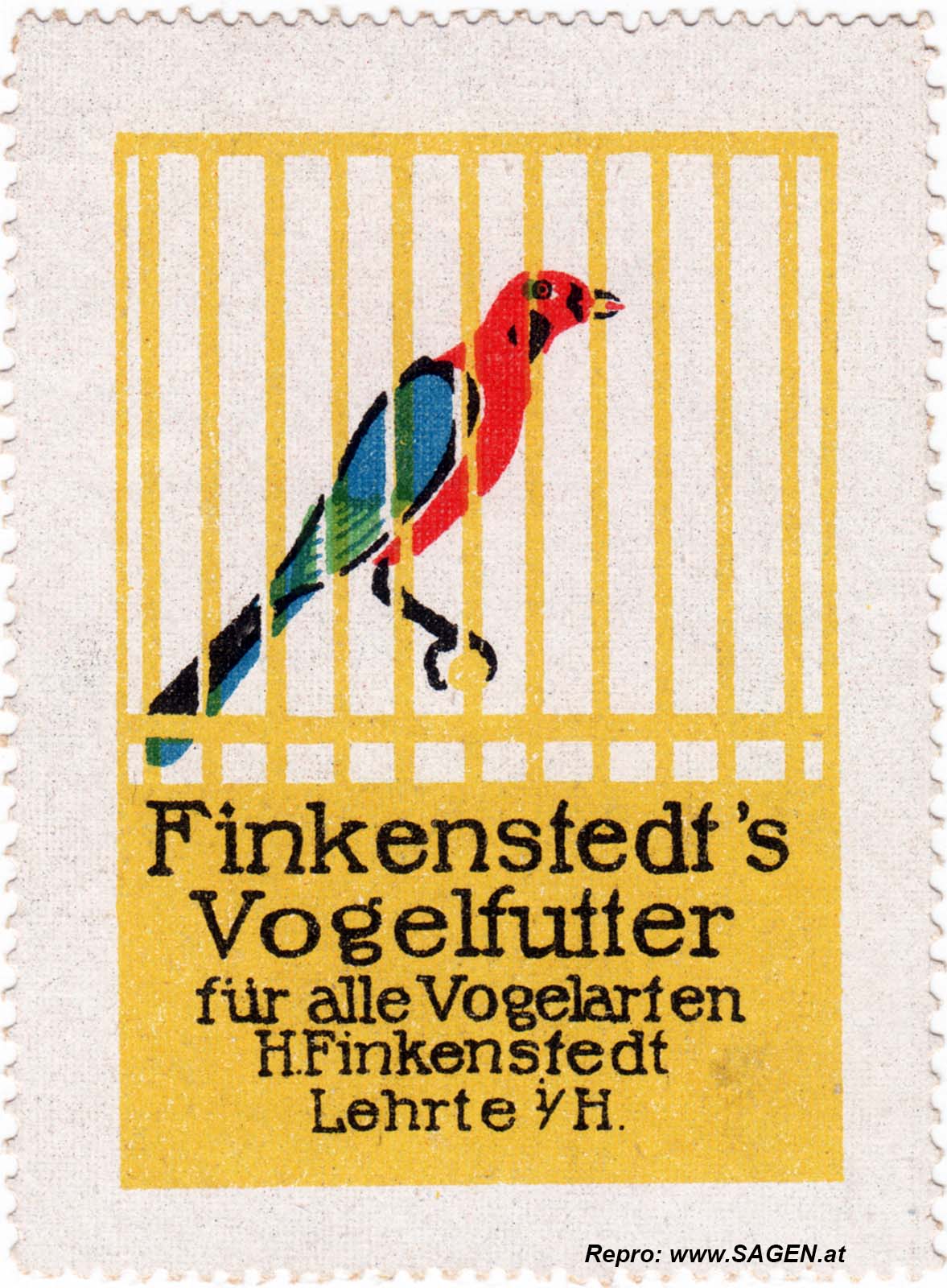 Reklamemarke Finkenstedt's Vogelfutter