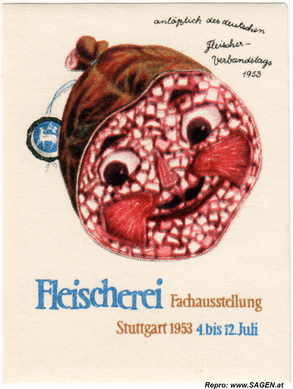 Reklamemarke Fleischerei Fachausstellung Stuttgart 1953