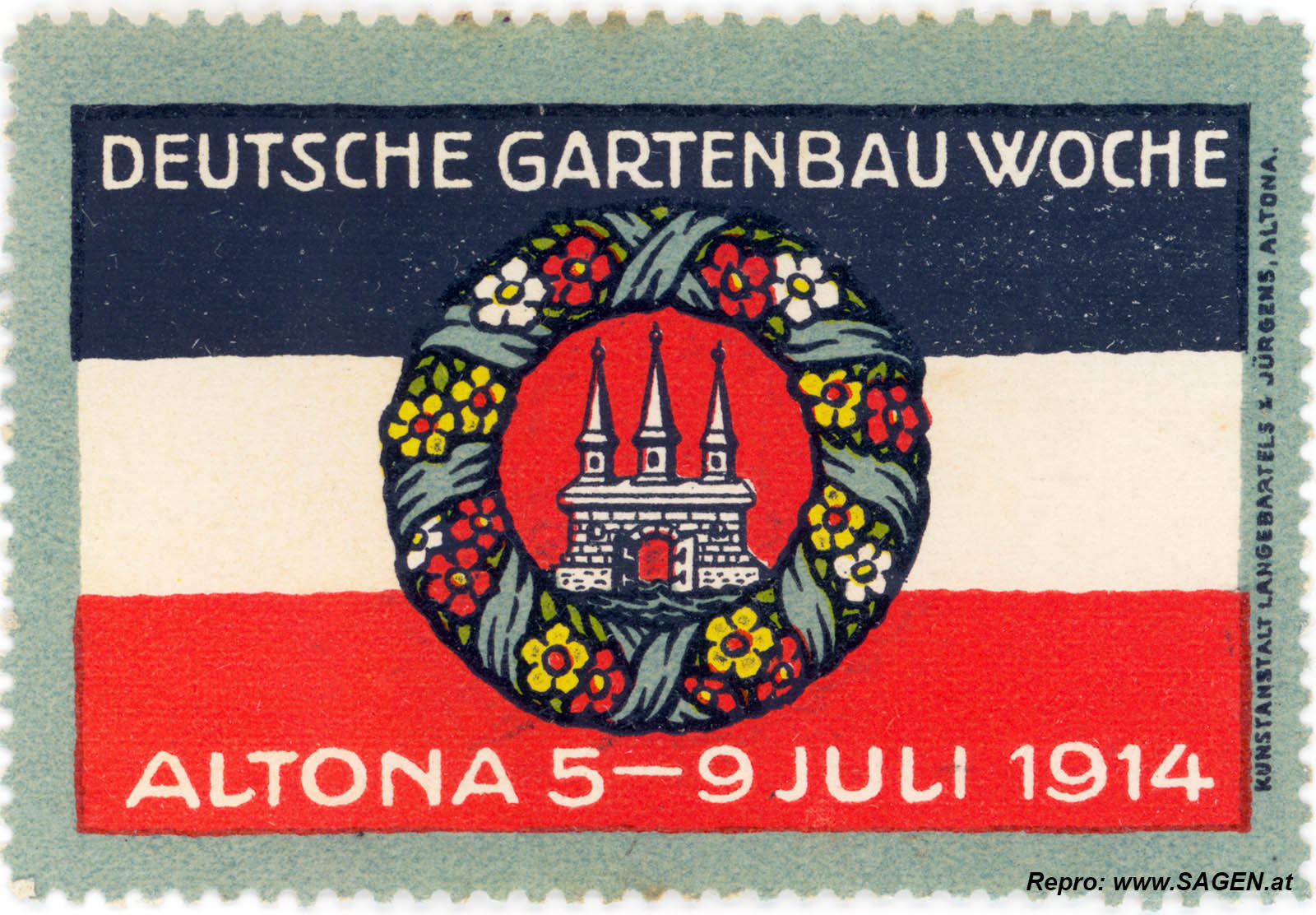 Reklamemarke Gartenbau Woche Altona 1914