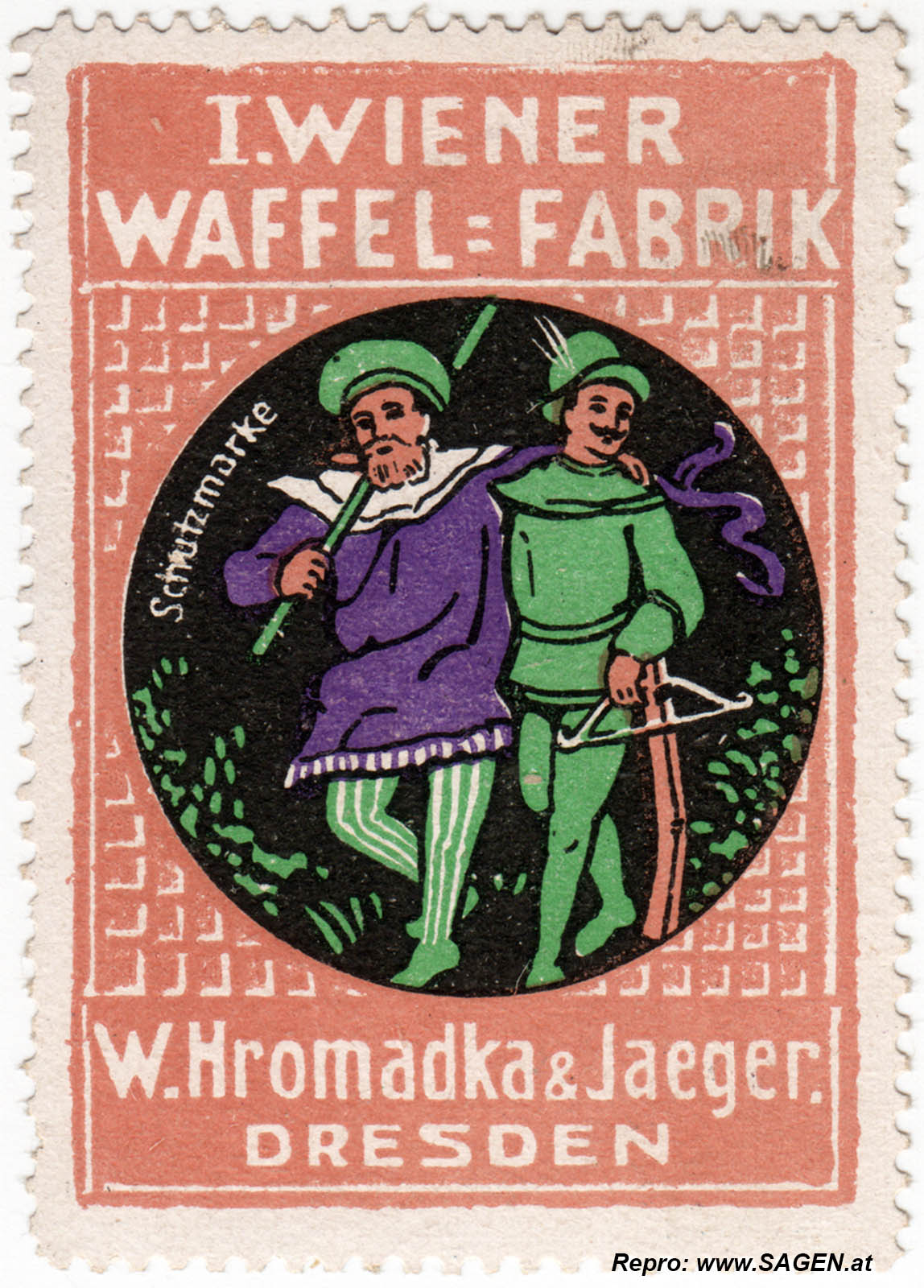 Reklamemarke I. Wiener Waffel-Fabrik Hromadka & Jaeger