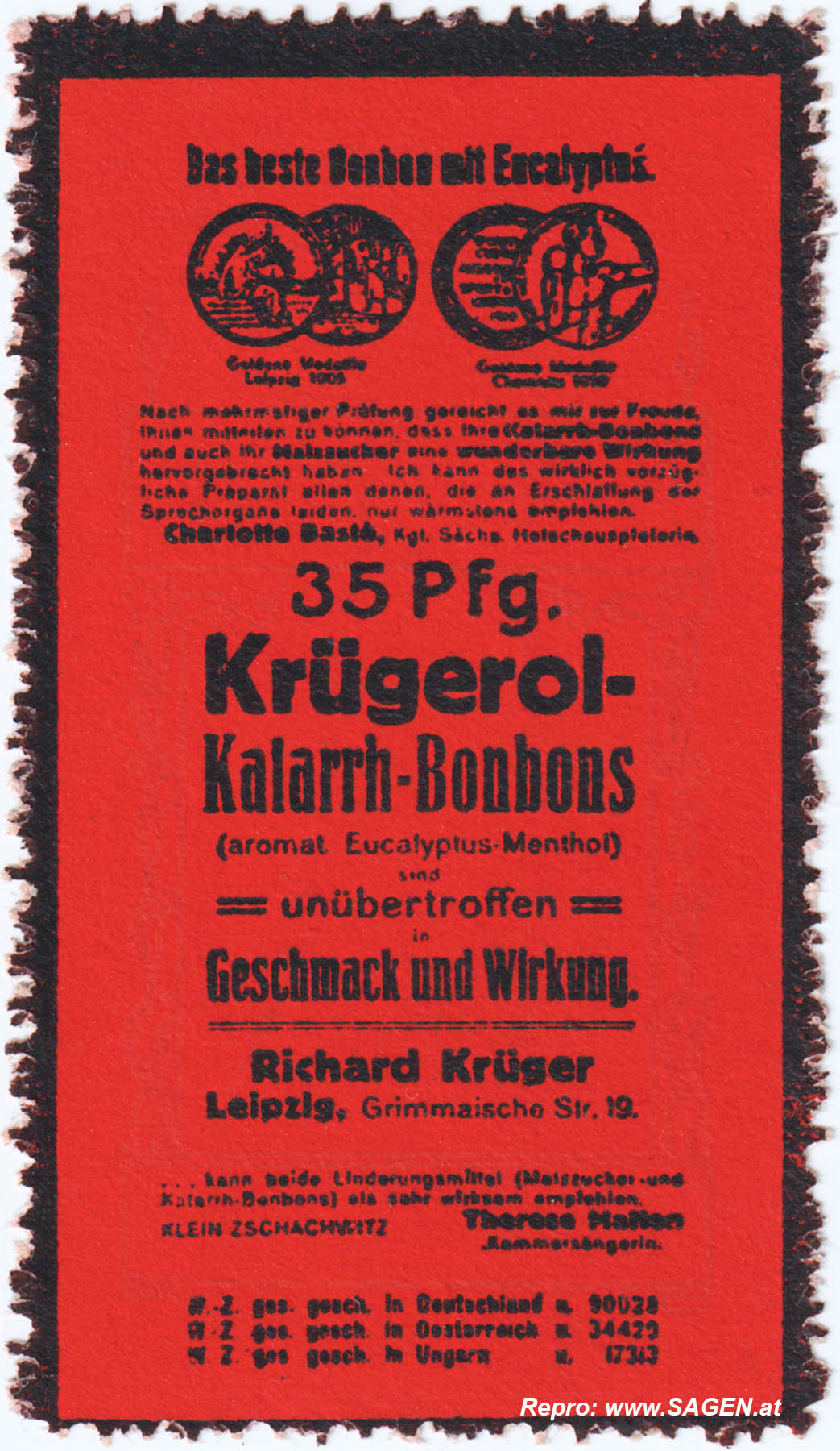 Reklamemarke Krügerol Bonbons