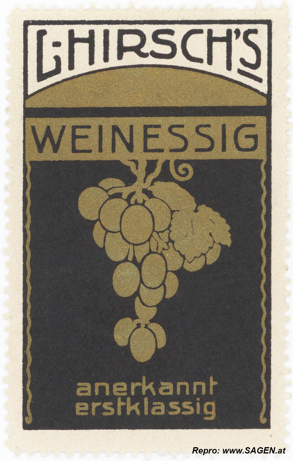 Reklamemarke L. Hirsch's Weinesssig