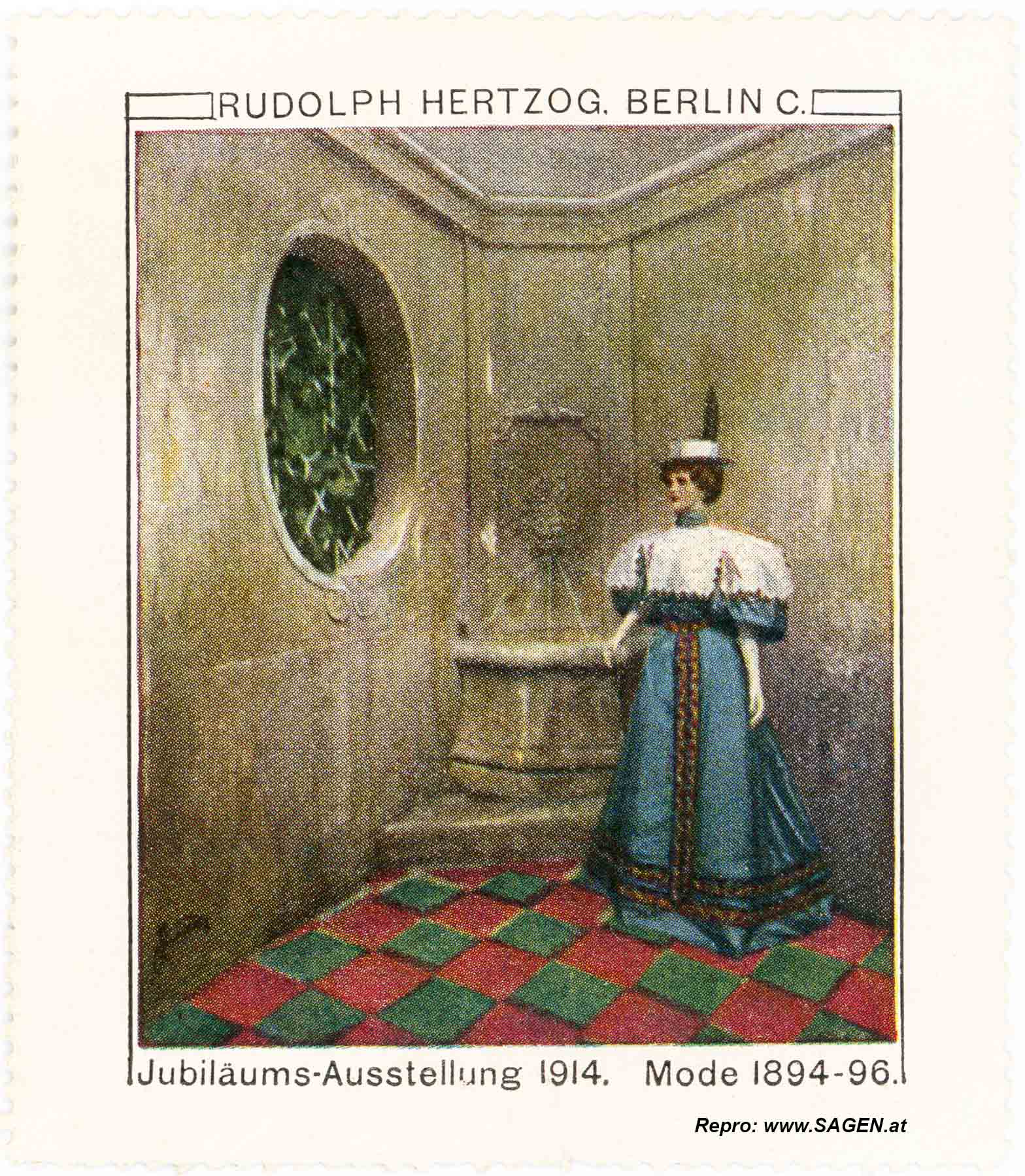 Reklamemarke Modeausstellung 1914
