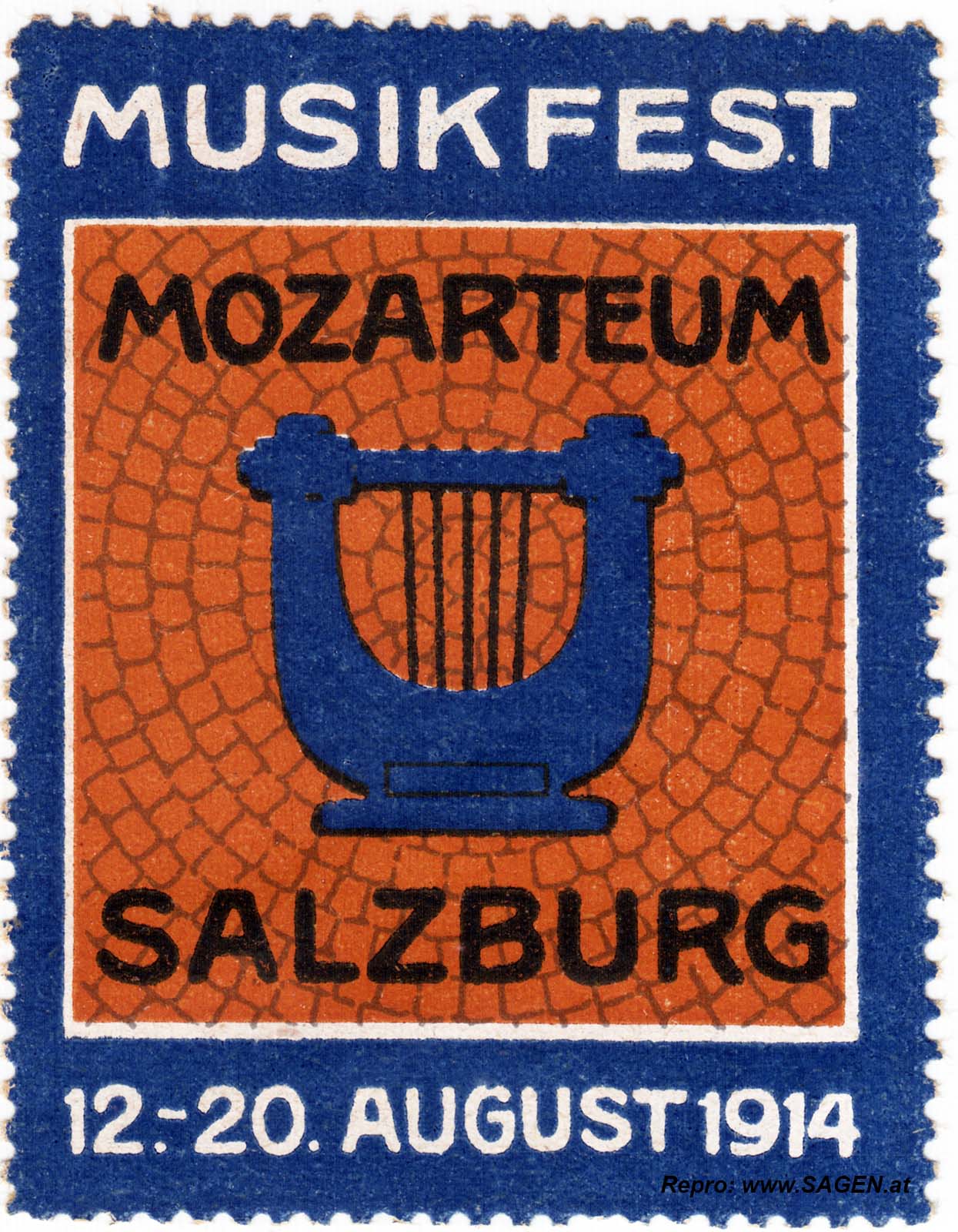 Reklamemarke Musikfest Mozarteum Salzburg 1914