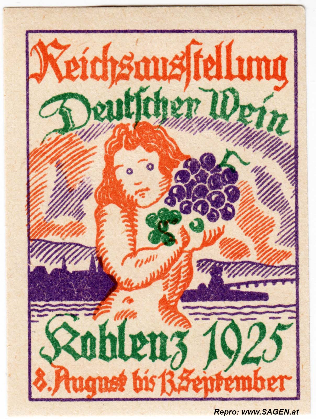 Reklamemarke Reichsausstellung Deutscher Wein Koblenz 1925