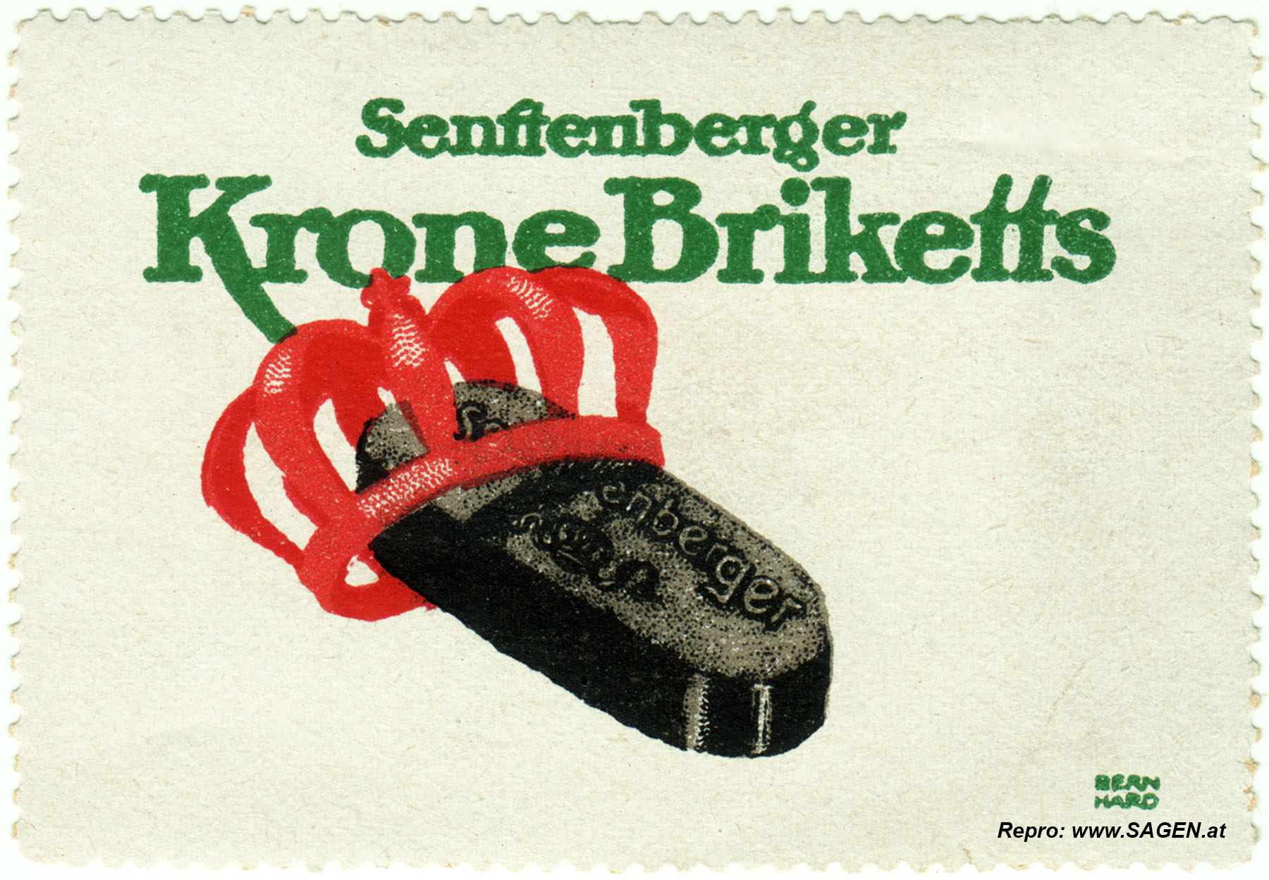 Reklamemarke Senftenberger Krone Briketts