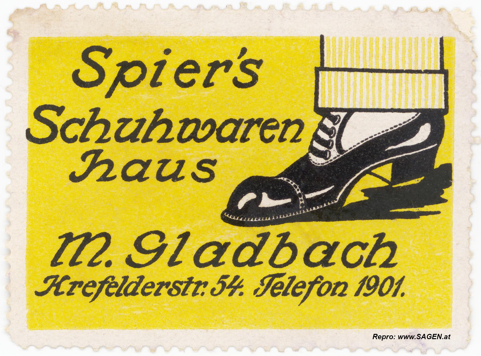 Reklamemarke Spiers Schuhwarenhaus Mönchengladbach