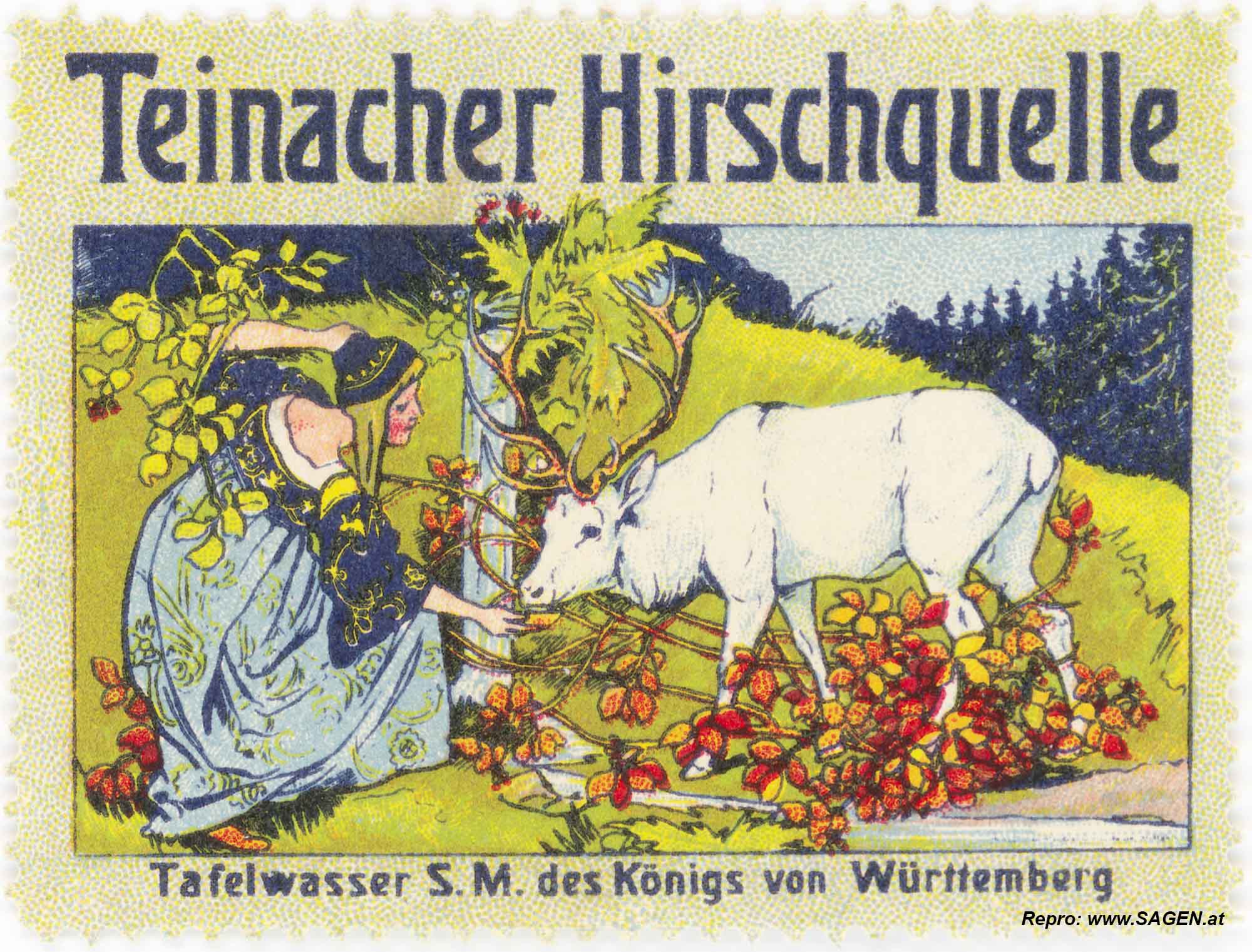 Reklamemarke Teinacher Hirschquelle