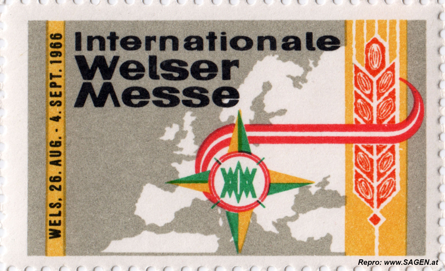 Reklamemarke Welser Messe 1966