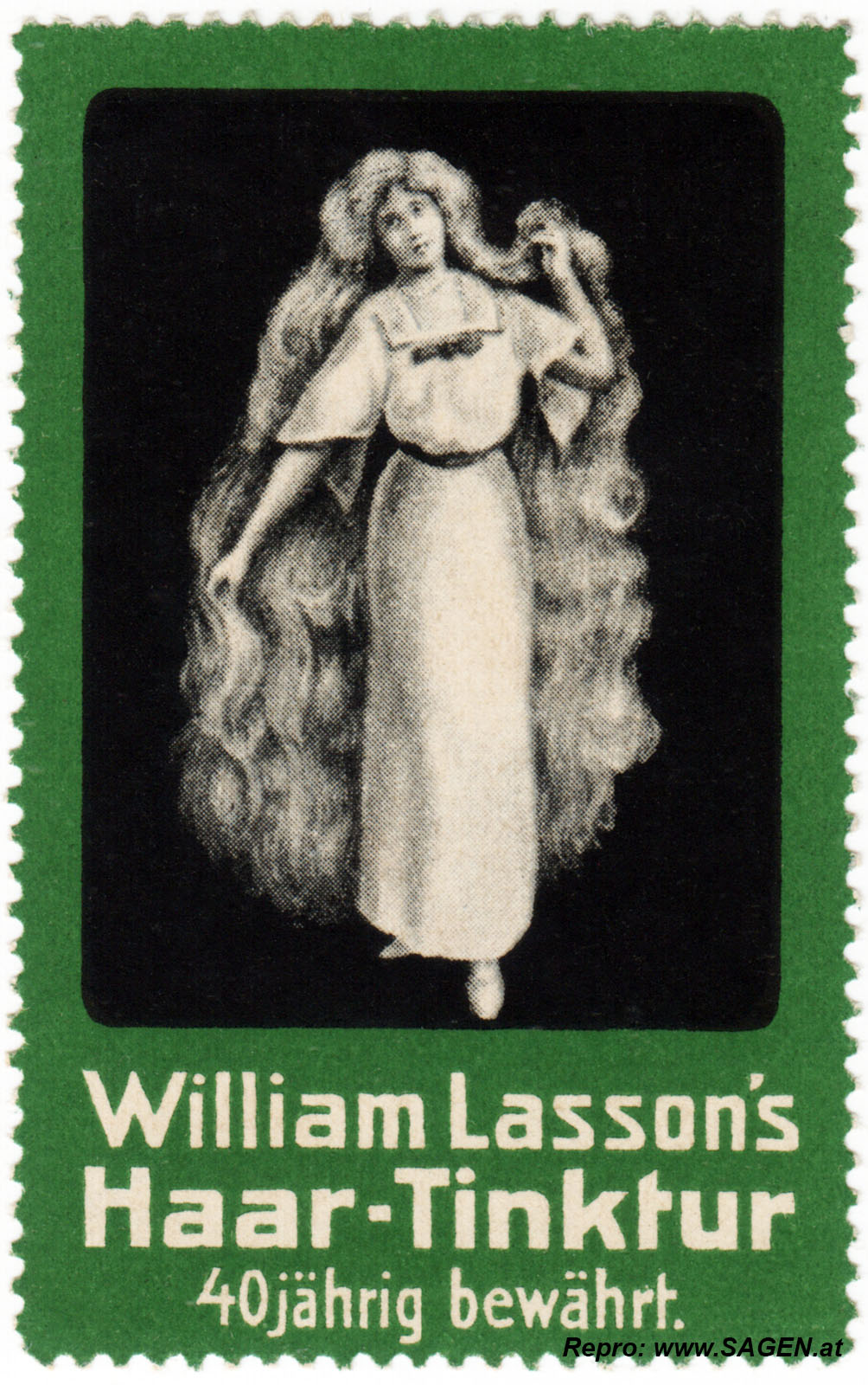 Reklamemarke William Lasson's Haar-Tinktur