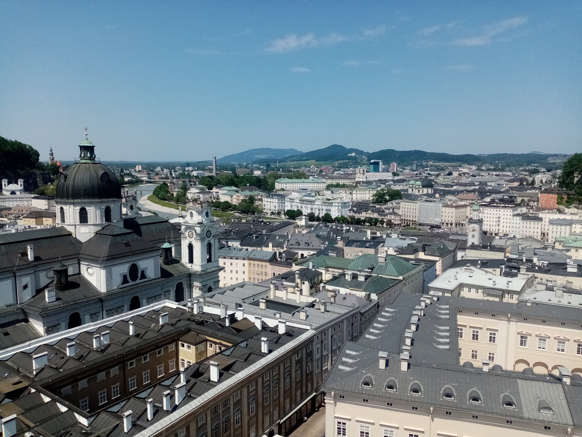 Salzburg, Blick nach Norden vom Turm der Franziskanerkirche