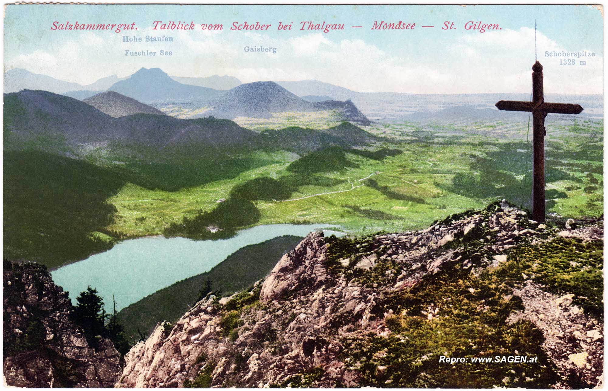 Salzkammergut. Talblick vom Schober bei Thalgau - Mondsee - St. Gilgen