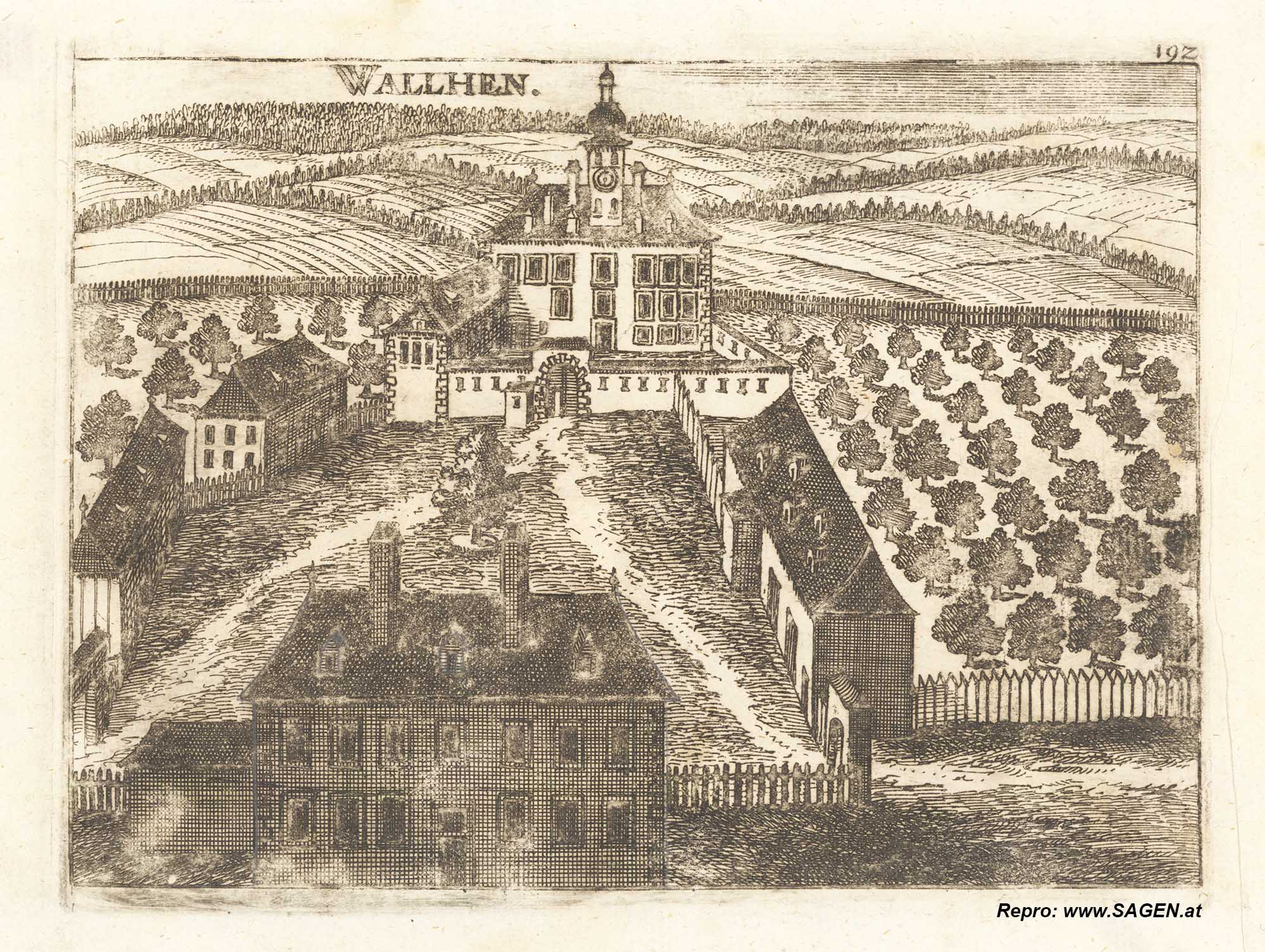 Schloss Walchen (Wallhen), Kupferstich Vischer 1674